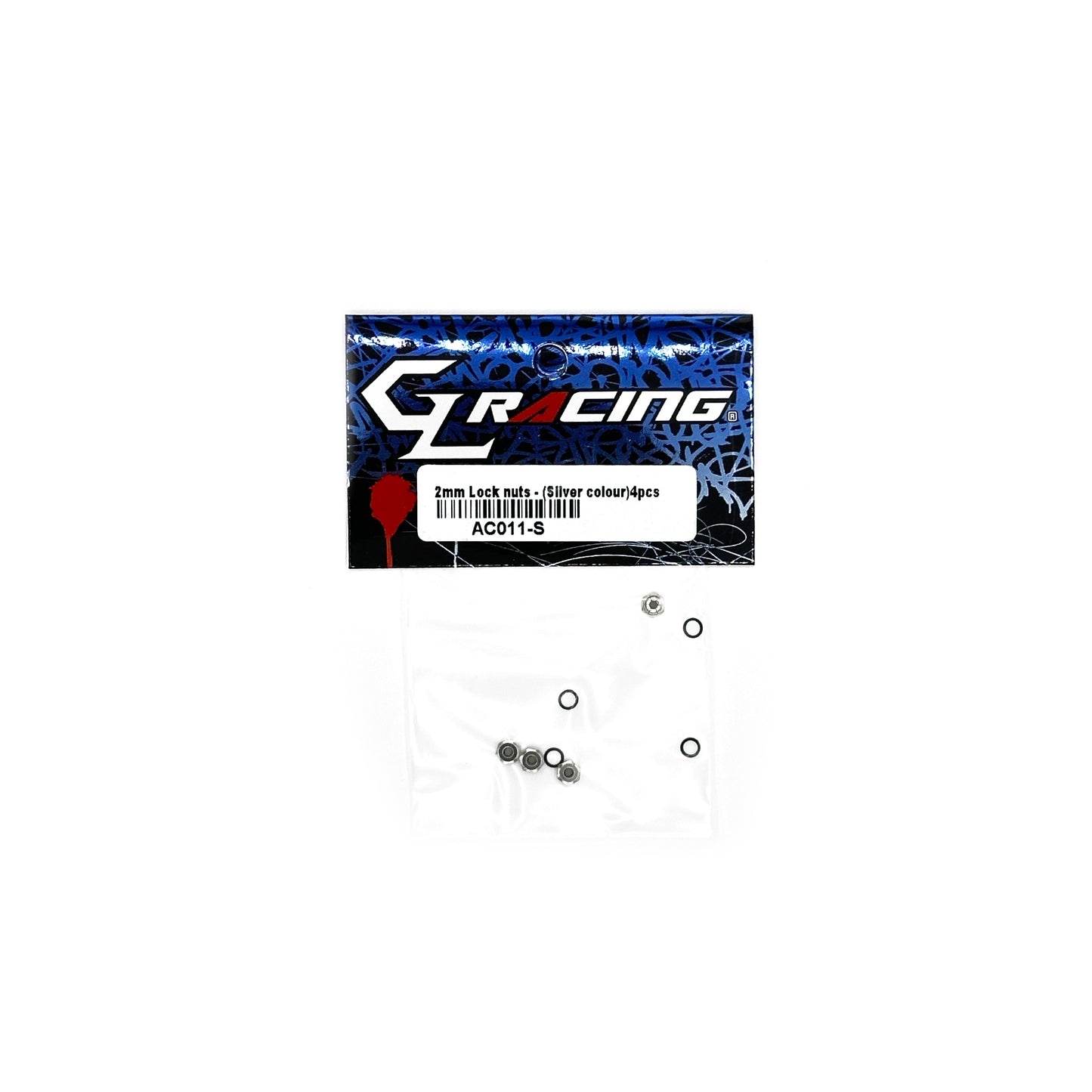 GL Racing - 2mm Lock Nuts - Silver Colour 4pcs AC011-S