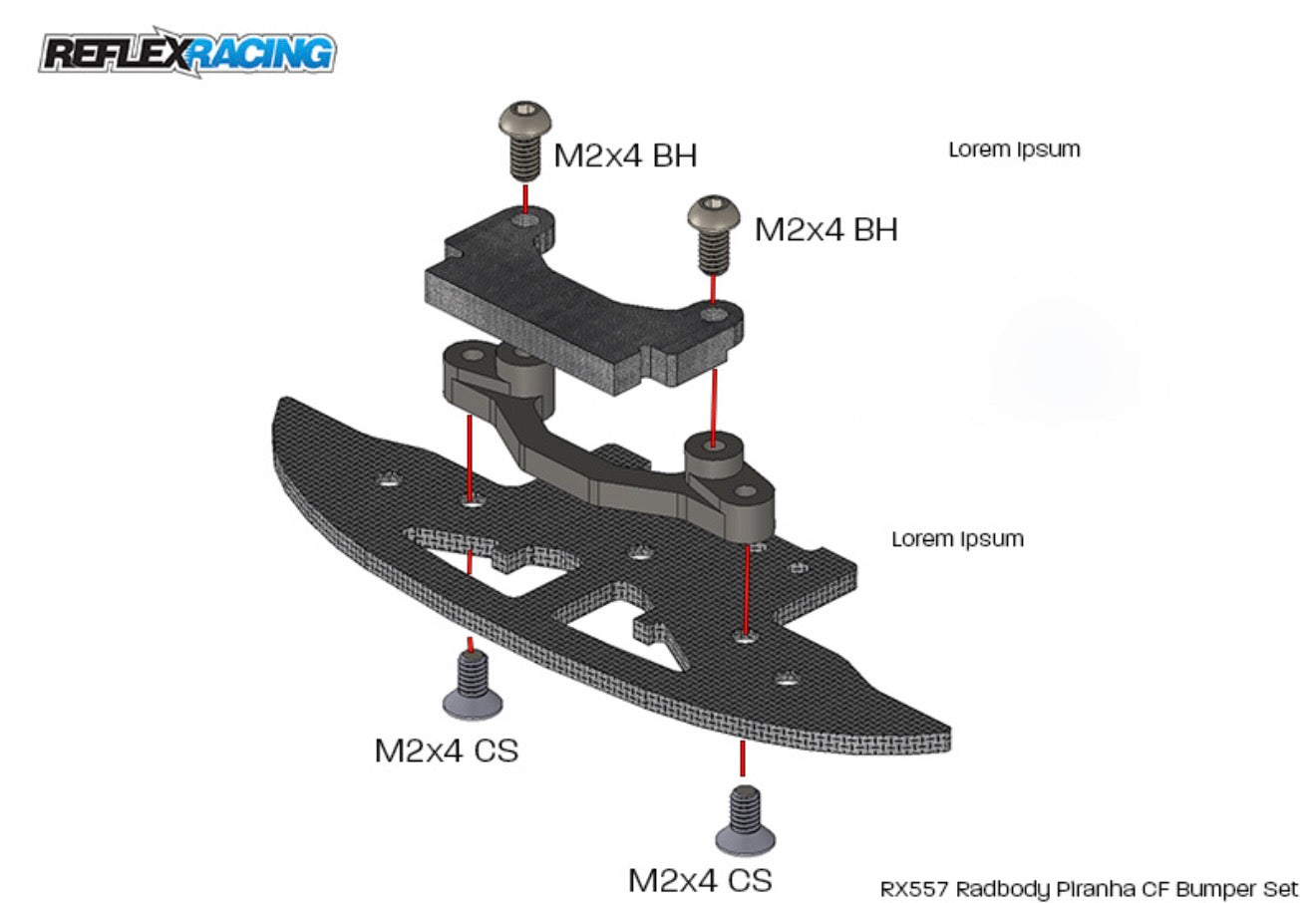 Reflex Racing Radbody Piranha CF Bumper Set RX557